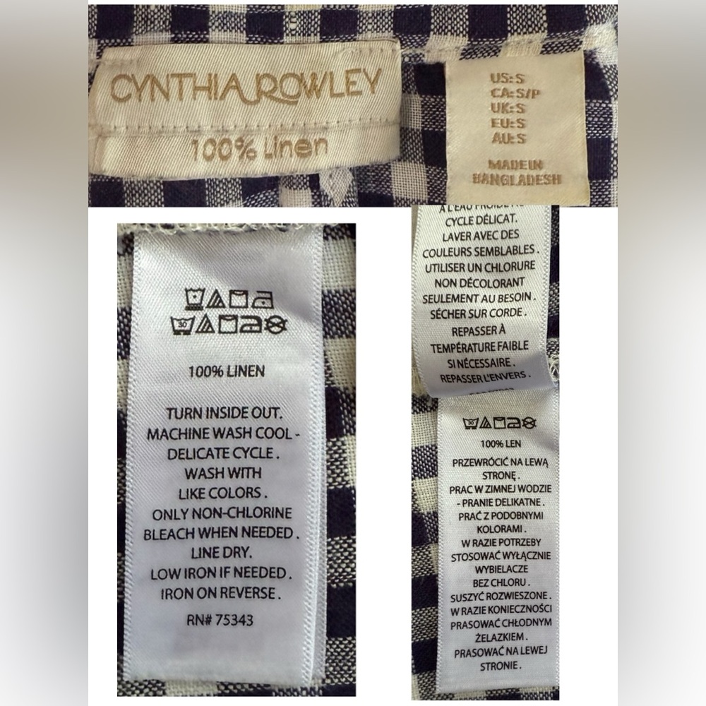 CYNTHIA ROWLEY Linen Checkered Blazer - Picture 6 of 6